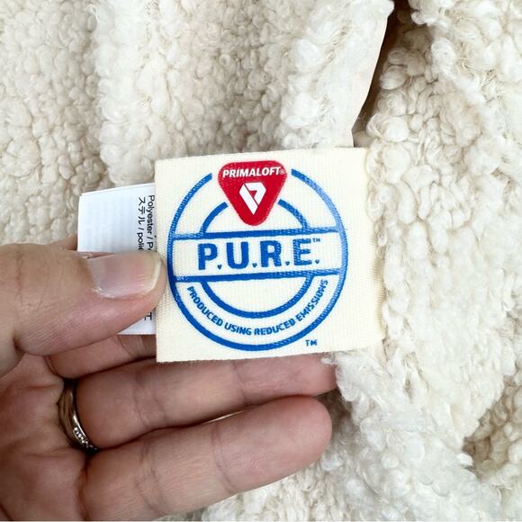 J. Crew Reversible Teddy Sherpa Puffer Vest With PrimaLoft Cream Size L Preppy - Picture 12 of 16